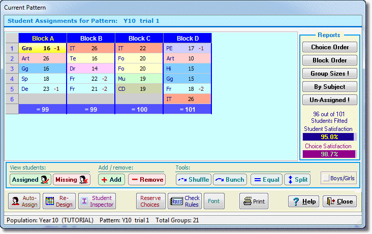 The Main Options Screen