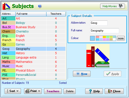 subjects screen